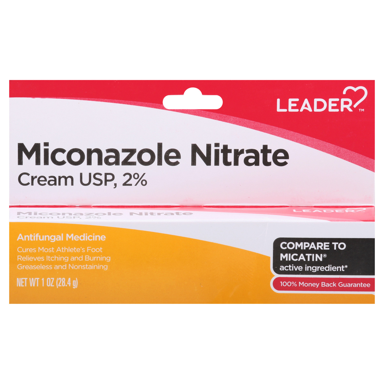 Leader - Miconazole Nitrate 2%, AntiFungal Cream, 1 Oz - Hey Pharma