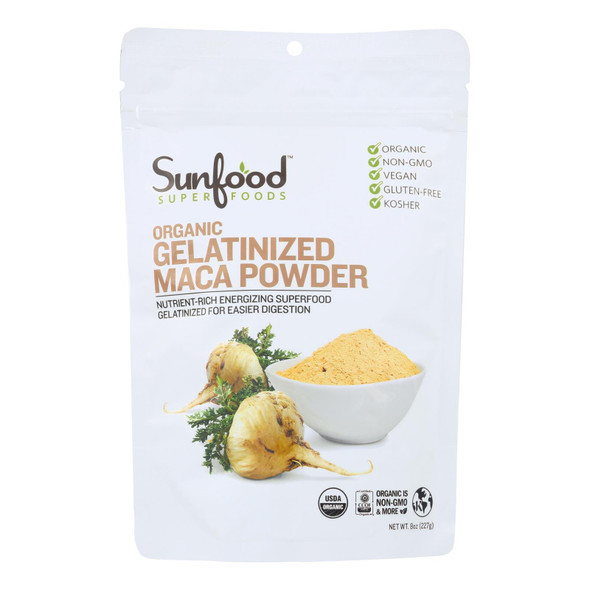 Sunfood - Maca Powder Organic Gelatinzd - 8 OZ