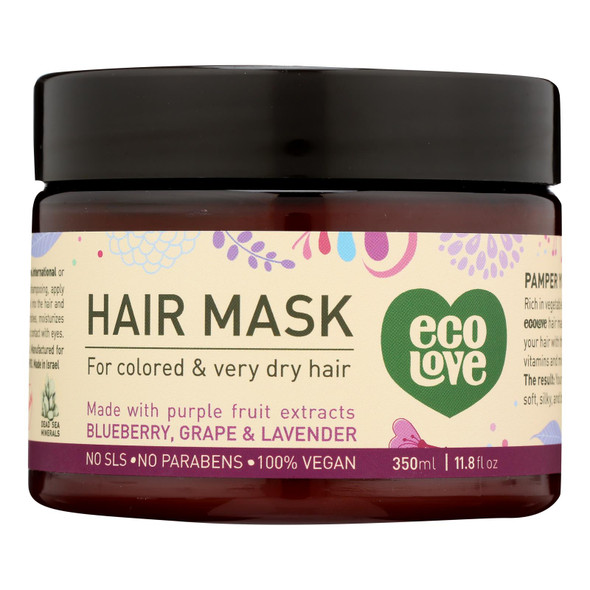 Ecolove Hair Mask - Purple Fruit Hair Mask For Colored and Very Dry Hair  - 11.8 oz.