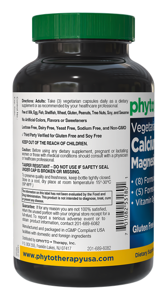 Phyto-Therapy Vegetarian Calcium with Magnesium - 180 Capsules
