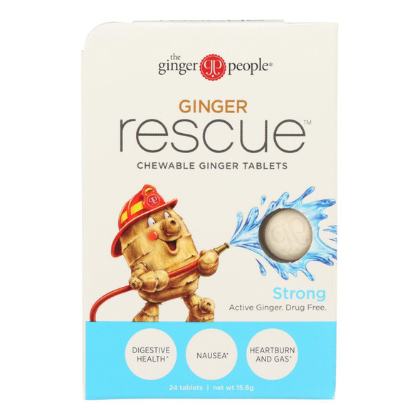 Ginger People Ginger Rescue - Strong - 24 Chewable Tablets - Case of 10