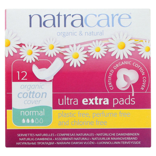 Natracare Ultra Extra Pads w/wings - Normal -  12 Count