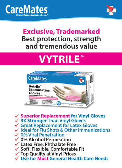 Vytrile Examination Gloves 3X stronger than Vinyl - Latex Free - CareMates