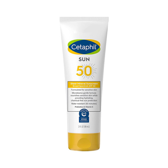 Cetaphil - Sheer Mineral Sunscreen Lotion - Probiotics & Vitamin E -  SPF 50 - 3 fl oz