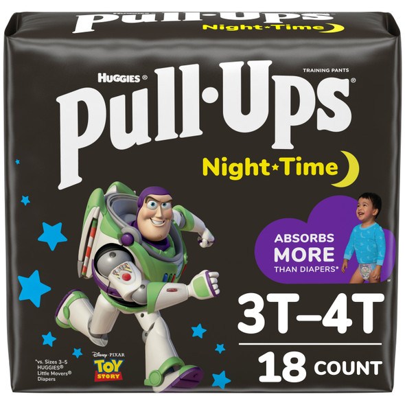 Pull-Ups Boys' Night-Time Potty Training Pants, 3T-4T (32-40 lbs), 18 Ct