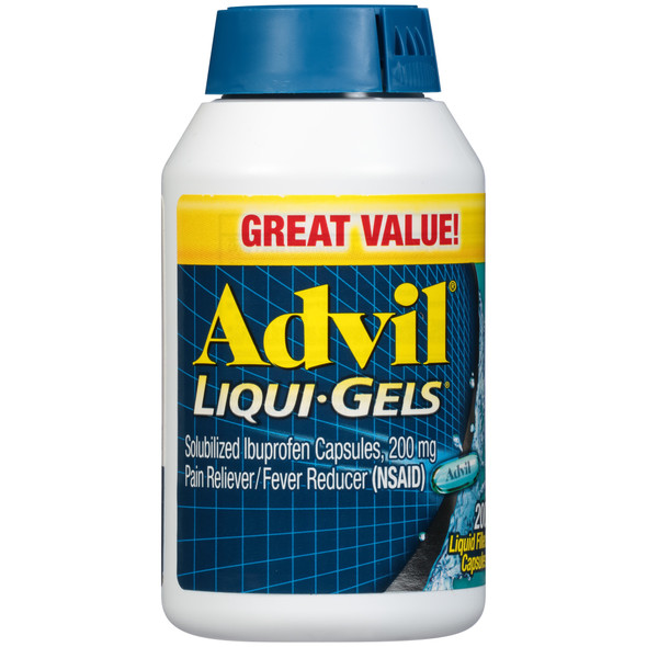 Advil Liqui-Gels Pain Reliever and Fever Reducer, Ibuprofen 200mg for Pain Relief - 200 Liquid Filled Capsules