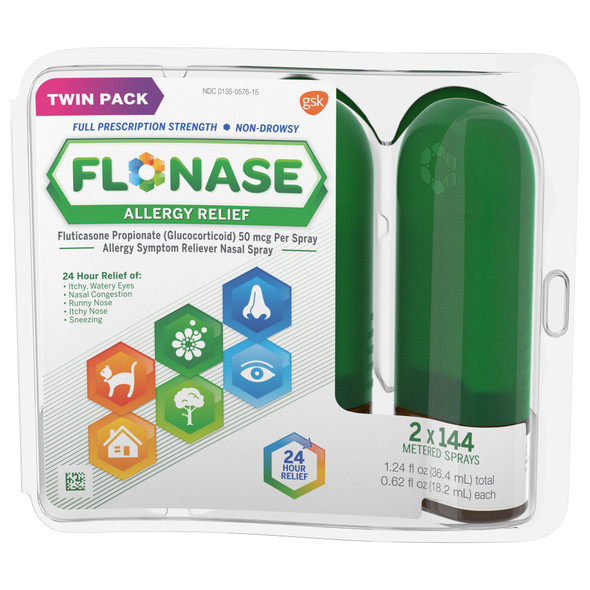 Flonase Allergy Relief, 2 count Nasal Spray, 1.24 oz total