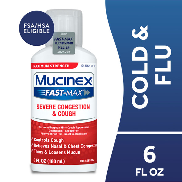 Mucinex Fast-Max Severe Congestion & Cough Liquid for Adults, 6 oz