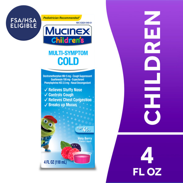 Mucinex Children's Multi-Symptom Cold Liquid, Very Berry Flavor, 4 fl oz
