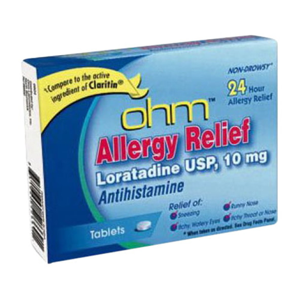 Ohm 24 Hour Allergy Relief Tablets, Compare to Claritin, 10 count