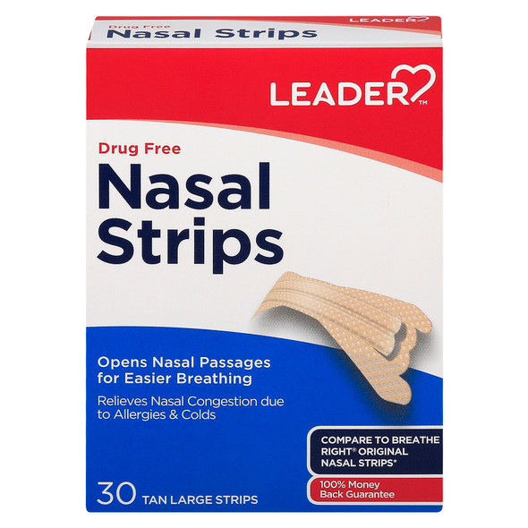 Leader Nasal Strips Tan Large 30 Count