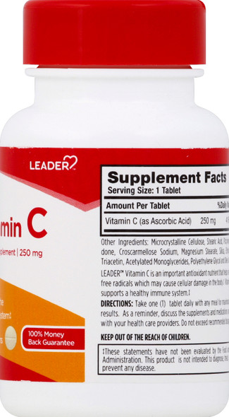 Leader Vitamin C 250mg Tablets, 100ct