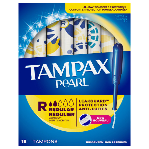 Tampax Pearl Regular Unscented Tampoons 18Ct