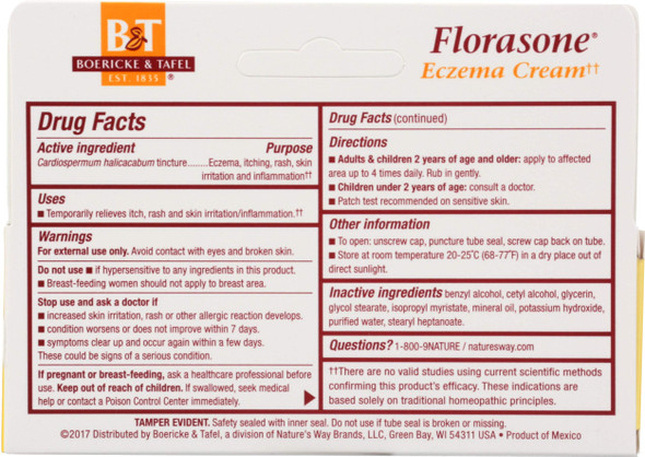 Boericke & Tafel, Cream Eczema Florasone, 1 Ounce