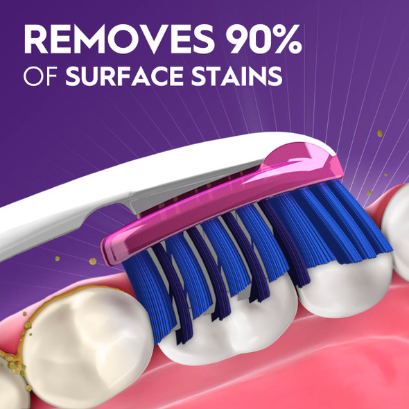 Oral-B 3D White Deep Stain Remover, 1 count toothbrush MEDIUM, Removes 90% of surface stains, whitens teeth, deep reach, removes plaque and stains tooth brush