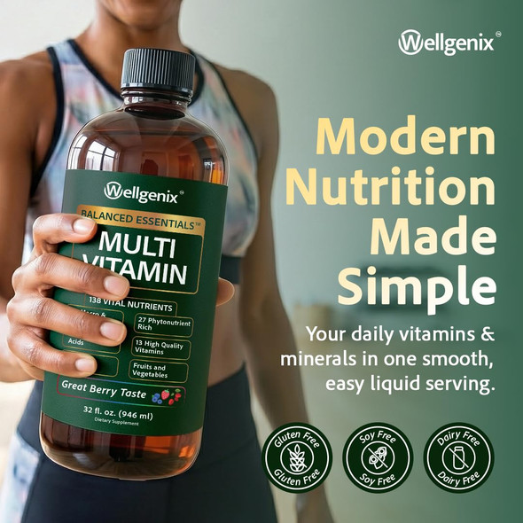 Wellgenix Balanced Essentials Liquid Nutritional Supplement, 32 Ounces - Very Berry