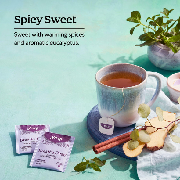 Yogi Tea Breathe Deep Tea - 16 Tea Bags per Pack (6 Packs) - Organic Respiratory Tea - Supports Respiratory Health - Includes Licorice Root, Eucalyptus Leaf, Ginger Root & Cinnamon Bark