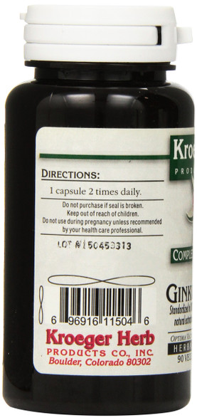 Kroeger Herb Ginkgo Biloba - 90 Vegetarian Capsules