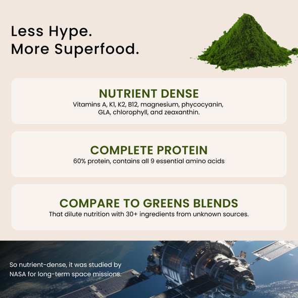 Nutrex Hawaii Pure Hawaiian Spirulina Powder - Vegan Superfood, Farm Grown in Kona, Non-GMO, Immune Support & Cellular Energy, 5 Oz