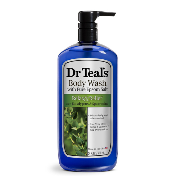 Dr Teal's Body Wash with Pure Epsom Salt Relax & Relief with Eucalyptus 24 Ounce