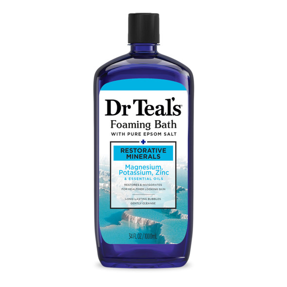 Dr Teal's New 2025 Restorative Minerals | Pure Epsom Salt Soak, 3 lbs. and Foaming Bath, 34 Fl Oz (Restorative Minerals Salt + Foaming Bath)
