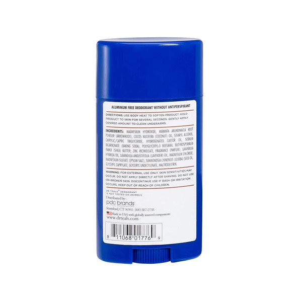 Dr Teal's Aluminum Free Deodorant - Coconut Oil - Paraben & Phthalate Free - 2.65 oz