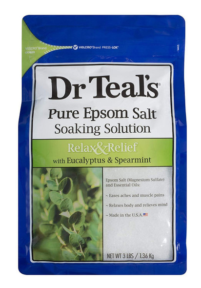 Dr Teal's Pure Epsom Salt Soaking Solution With Eucalyptus & Spearmint 48 Ounce