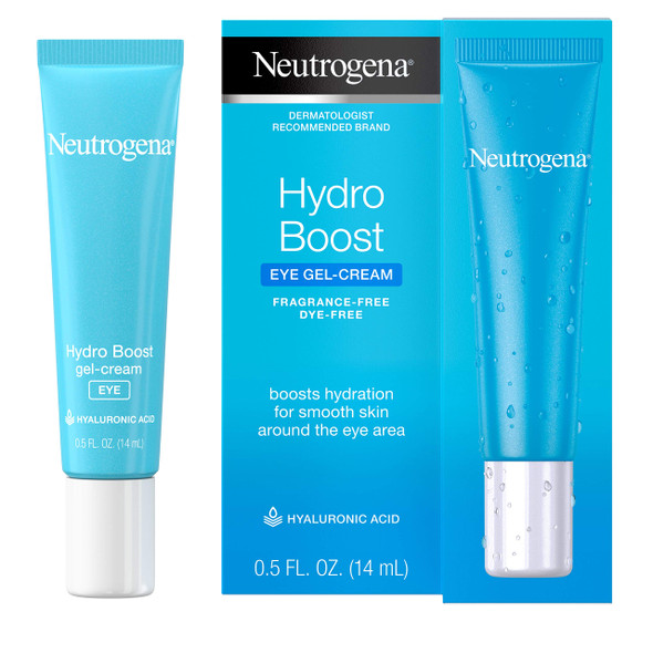 Neutrogena Hydro Boost Hydrating Gel Eye Cream with Hyaluronic Acid, Dermatologist Recommended Water Gel Under-Eye Cream, Oil-, Dye- & Fragrance Free, 0.5 fl. oz