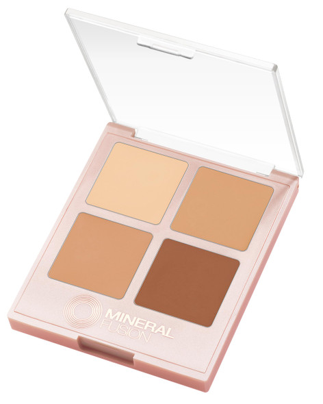 Mineral Fusion Makeup Cream Concealer Eye Palette Quad - 4 Warm to Dark Shades - Decadence - Blemish Concealer & Under Eye Brightener - With Vitamin C & E - Hypoallergenic