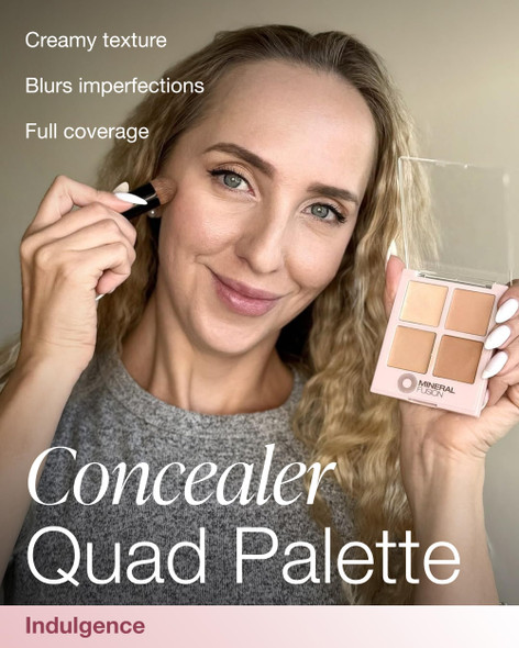 Mineral Fusion Makeup Cream Concealer Eye Palette Quad - 4 Light to Neutral Shades - Indulgence - Blemish Concealer & Under Eye Brightener - With Vitamin C & E - Hypoallergenic