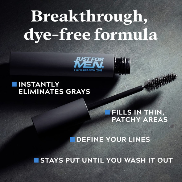 Just for Men 1-Day Beard & Brow Color, Temporary Color for Beard and Eyebrows, For a Fuller, Well-Defined Look, Up to 30 Applications, Black