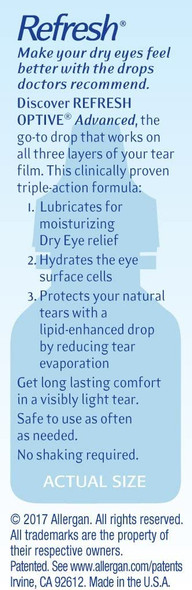 Refresh Optive Advanced Lubricant Eye Drops, 0.33 Fl Oz (2 Count) (10mL) Sterile, Value-Size