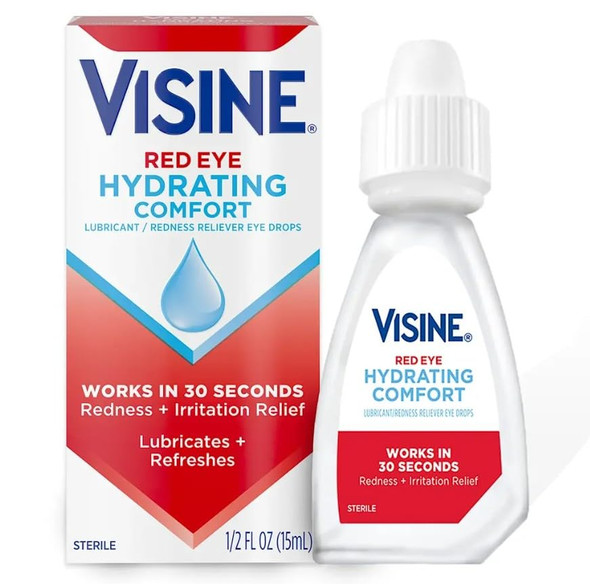 Visine Red Eye Hydrating Comfort Redness Relief and Lubricant Eye Drops to Help Moisturize and Relieve Red Eyes 0.28 fl. oz