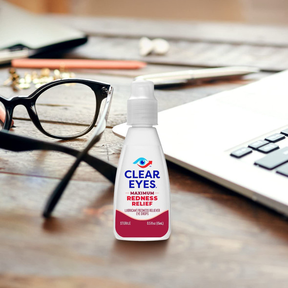 Clear Eyes Maximum Redness Eye Relief Eye Drops, 0.5 Fl Oz, Pack of 3