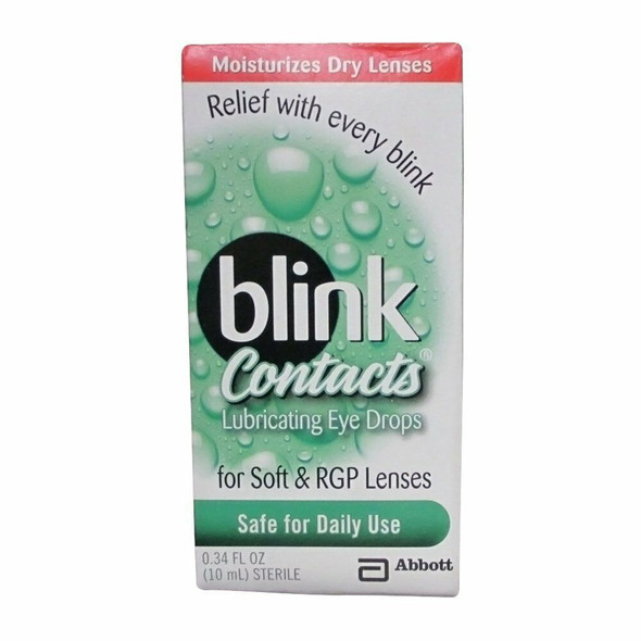 Blink Contacts Lubricating Eye Drops Soft & RGP Lenses Sterile 0.34oz Pack of 3