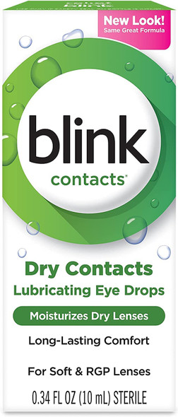 Blink Contacts Lubricating Eye Drops, 0.34 Fl Oz (Pack of 2)