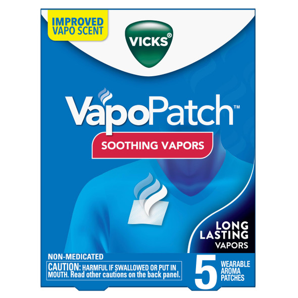 Vicks VapoPatch, Wearable Mess-Free Aroma Patch, Soothing & Comforting Non-Medicated Vicks Vapors, for Adults & Children Ages 6+, 5ct