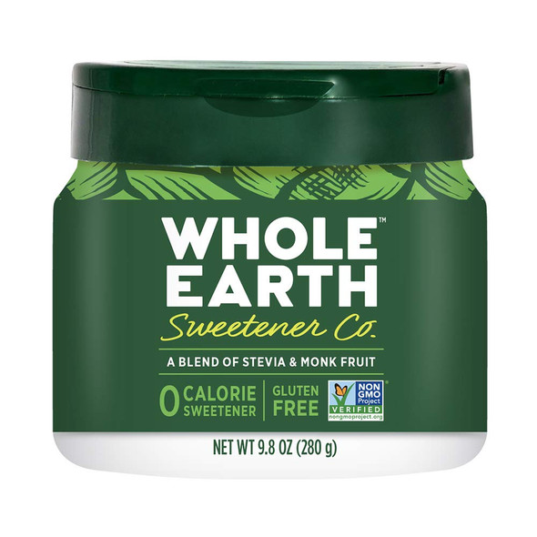 Whole Earth Stevia and Monk Fruit Plant-Based Sweetener, 9.8 Ounce Jar