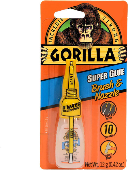 Gorilla Super Glue with Brush & Nozzle Applicator, 10 Gram, Clear, (Pack of 1)