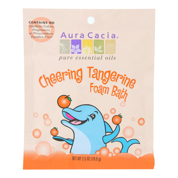 Aura Cacia - Cheering Foam Bath Tangerine and Sweet Orange Essential Oils - Case of 6 - 2.5 oz