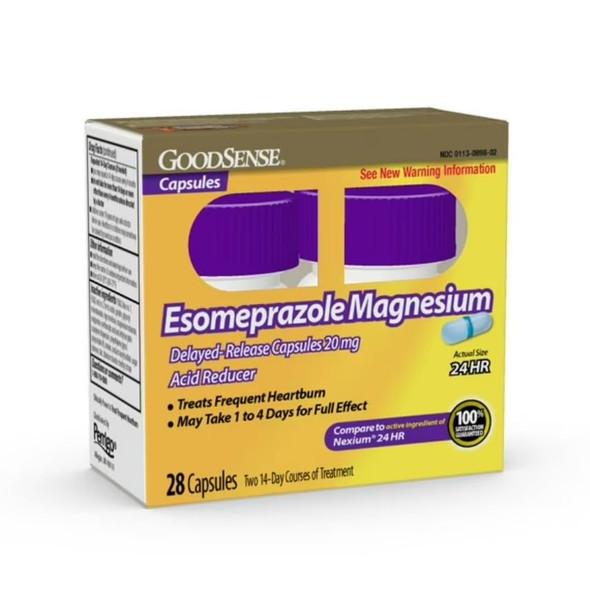 GoodSense Esomeprazole Magnesium Delayed Release Capsules 20 mg, Acid Reducer, Treats Heartburn, 28 Count