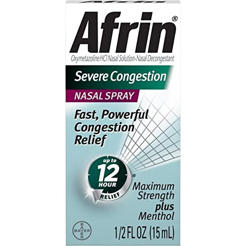 Afrin Allergy Sinus Nasal Spray - Fast and Powerful Nasal Decongestion From Allergies, For Adults and Children 6 Years and Older, 0.50 Fl Oz (Pack of 1)