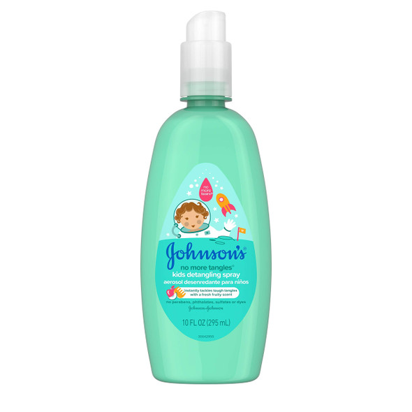 Johnson's No More Tangles Toddler & Kids Detangling Spray, Hypoallergenic & Paraben-Free, No More Tears Formula For Wet or Dry Hair, Fresh Fruity Scent, 10 fl. oz