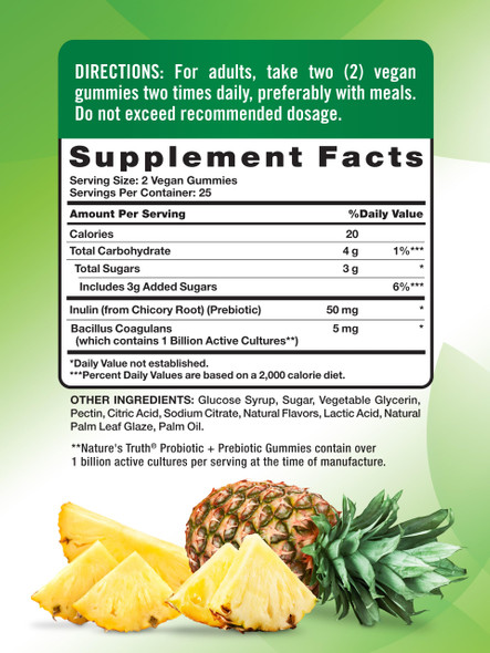 Nature's Truth Probiotic Gummies for Adults | 50 Count | Vegan, Non-GMO & Gluten Free Digestive Health Supplement