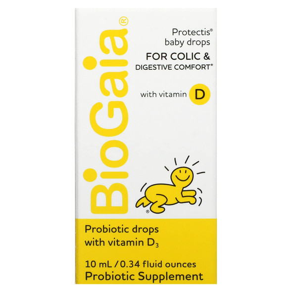BioGaia Protectis Baby Probiotic Drops | Colic & Gas Relief + Vitamin D | Safe for Newborns | Ease Crying, Fussing, Colic, Gas, Spit-ups & Constipation | No Dairy, Soy & Gluten | 50 Day Supply | 10mL