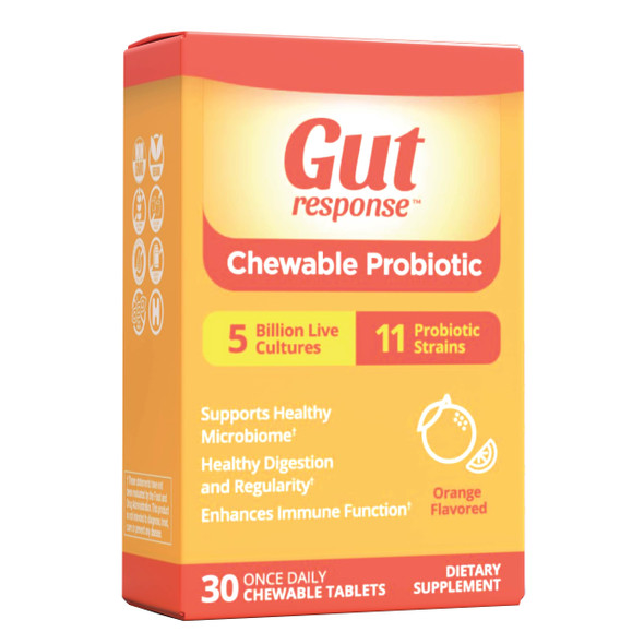 Chewable Probiotic for Men & Women, Slows Down Digestive Aging, Boosts Immune System, Non-GMO, Gluten Free & Soy Free, 5 Billion CFU, 30 Chewable Tablets, Orange Flavor