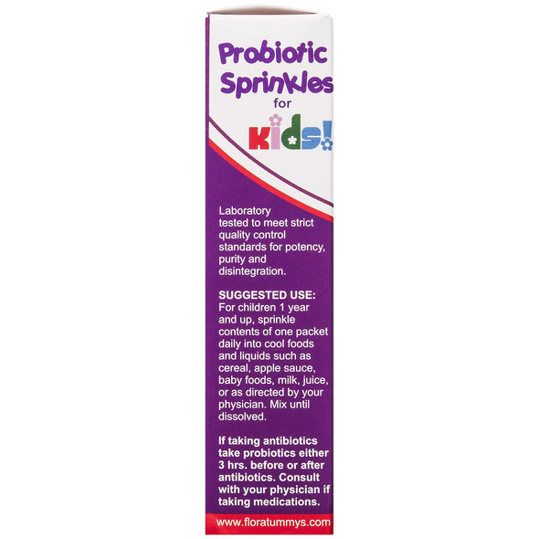 FloraTummys Probiotic Sprinkles Kids 10ct: Taste-Free, Easy-to-Use Probiotic Powder Packets, Non-Dairy, Gluten & Sugar-Free. Non-GMO, Travel Size