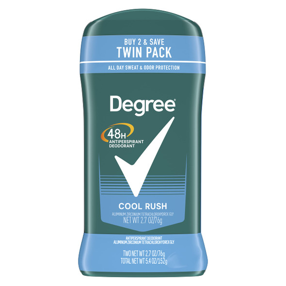 Degree Men Original Antiperspirant Deodorant 48-Hour Odor Protection Cool Rush Mens Deodorant Stick 2.7 oz, 2 Count