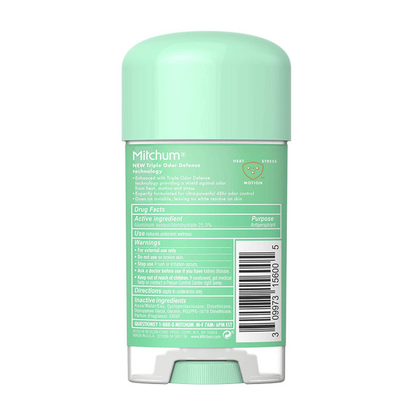 Mitchum Womens Triple Odor Protection Antiperspirant & Deodorant Gel, Powder Fresh, 48HR Protection, 2.25 oz