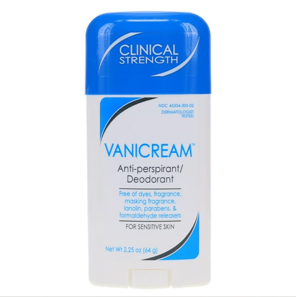 Vanicream Anti-Perspirant Deodorant for Sensitive Skin - 2.25 oz - Clinical-Strength Deodorant with 24-Hour Protection - Unscented